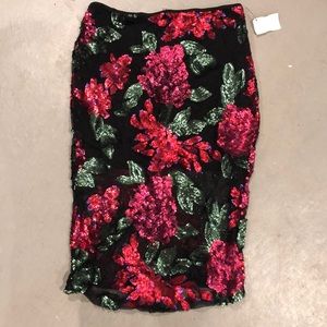 Rose Sequin pencil skirt
